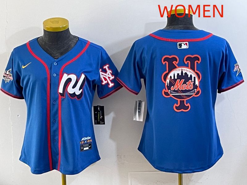 Women 2025 New York Mets Blank Blue All star Nike MLB Jersey style 04->women mlb jersey->Women Jersey